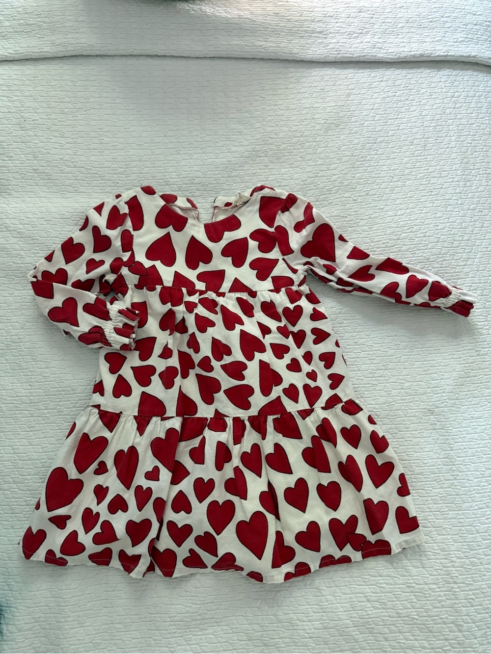 Mini Boden White Dress with Red Heart Print
